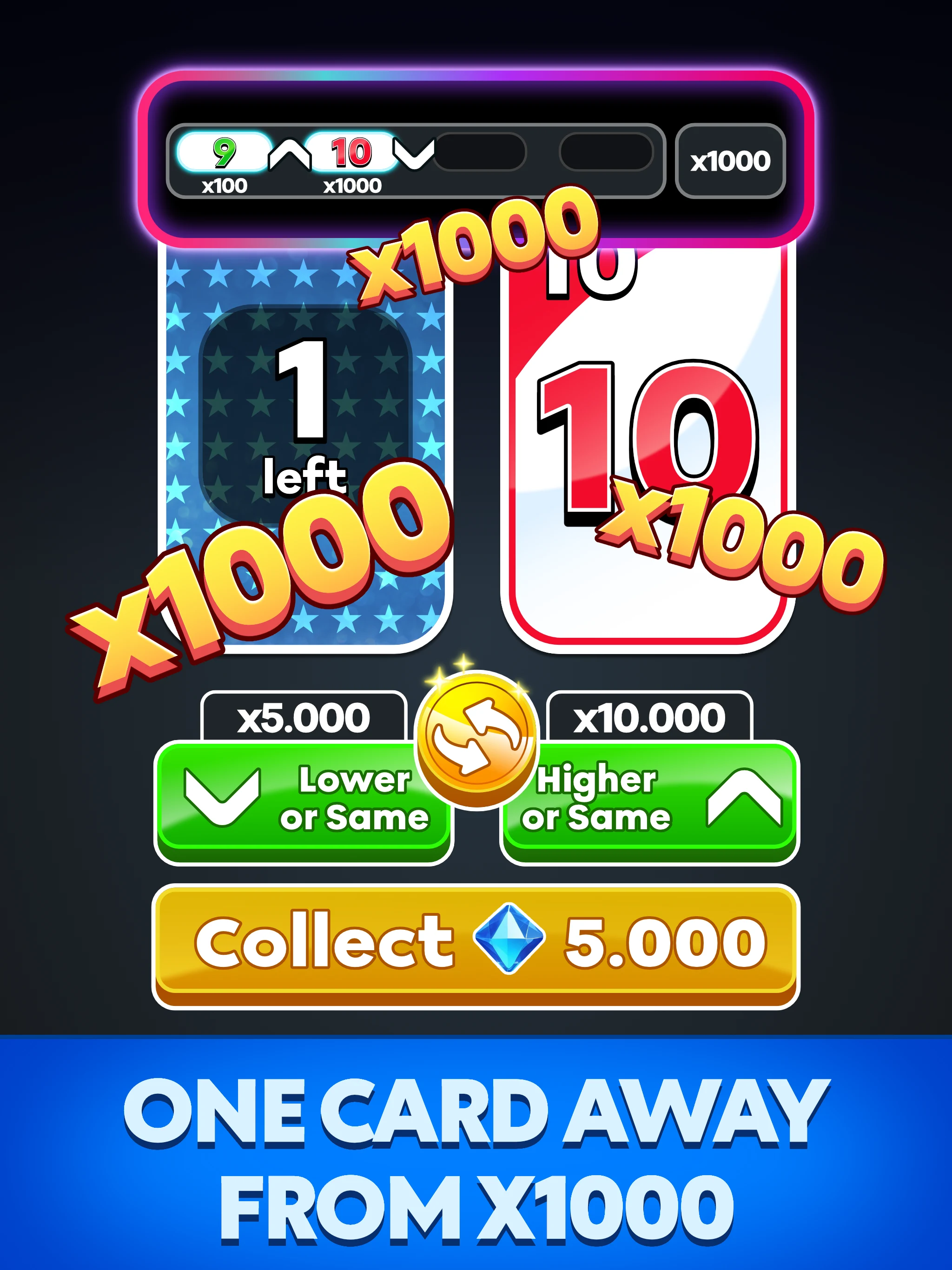 Hilo : Hi Lo Card Game screenshot
