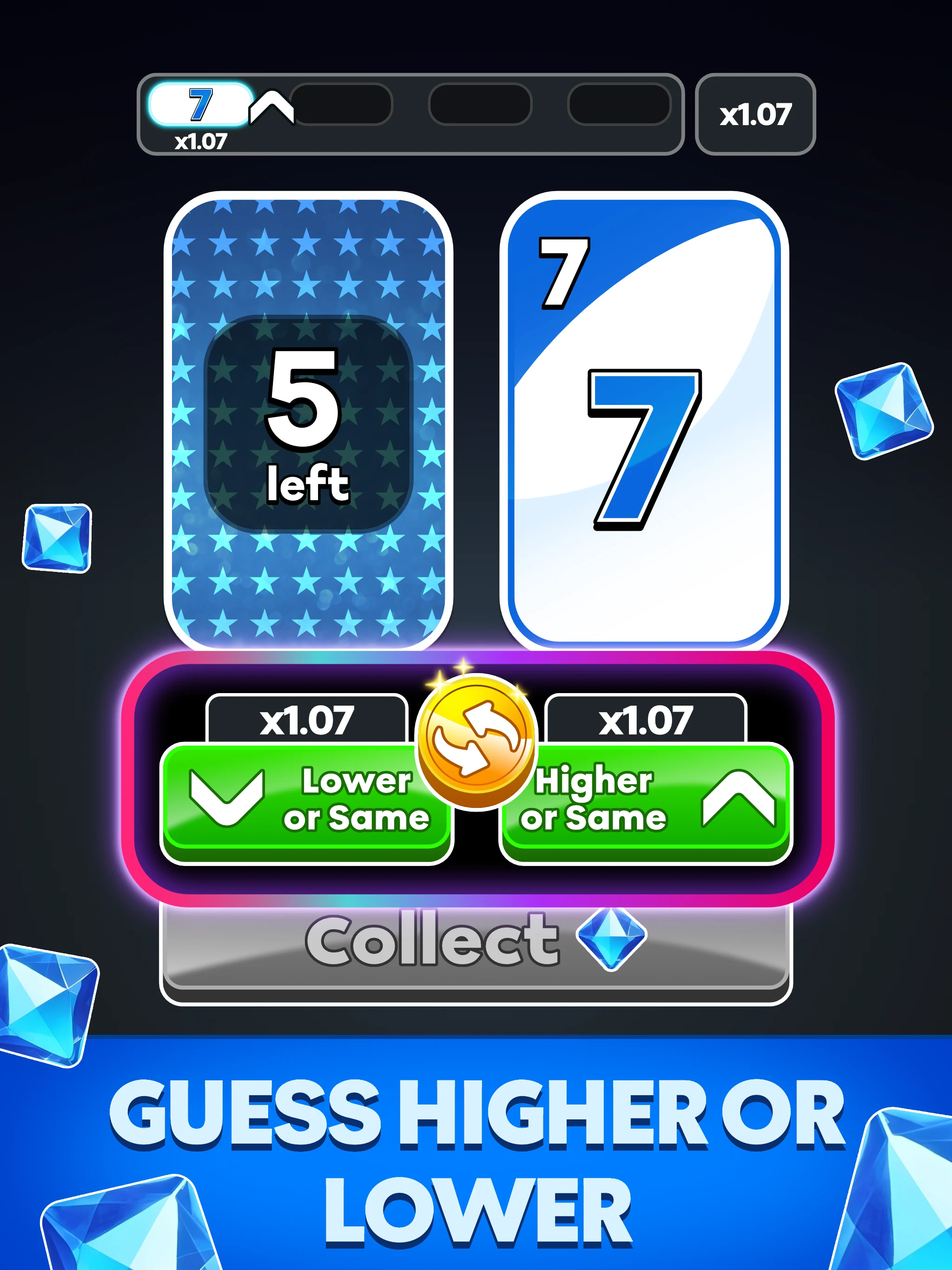 Hilo : Hi Lo Card Game screenshot