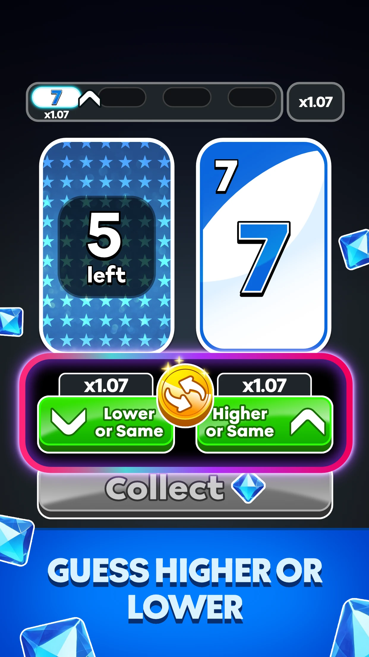 Hilo : Hi Lo Card Game screenshot