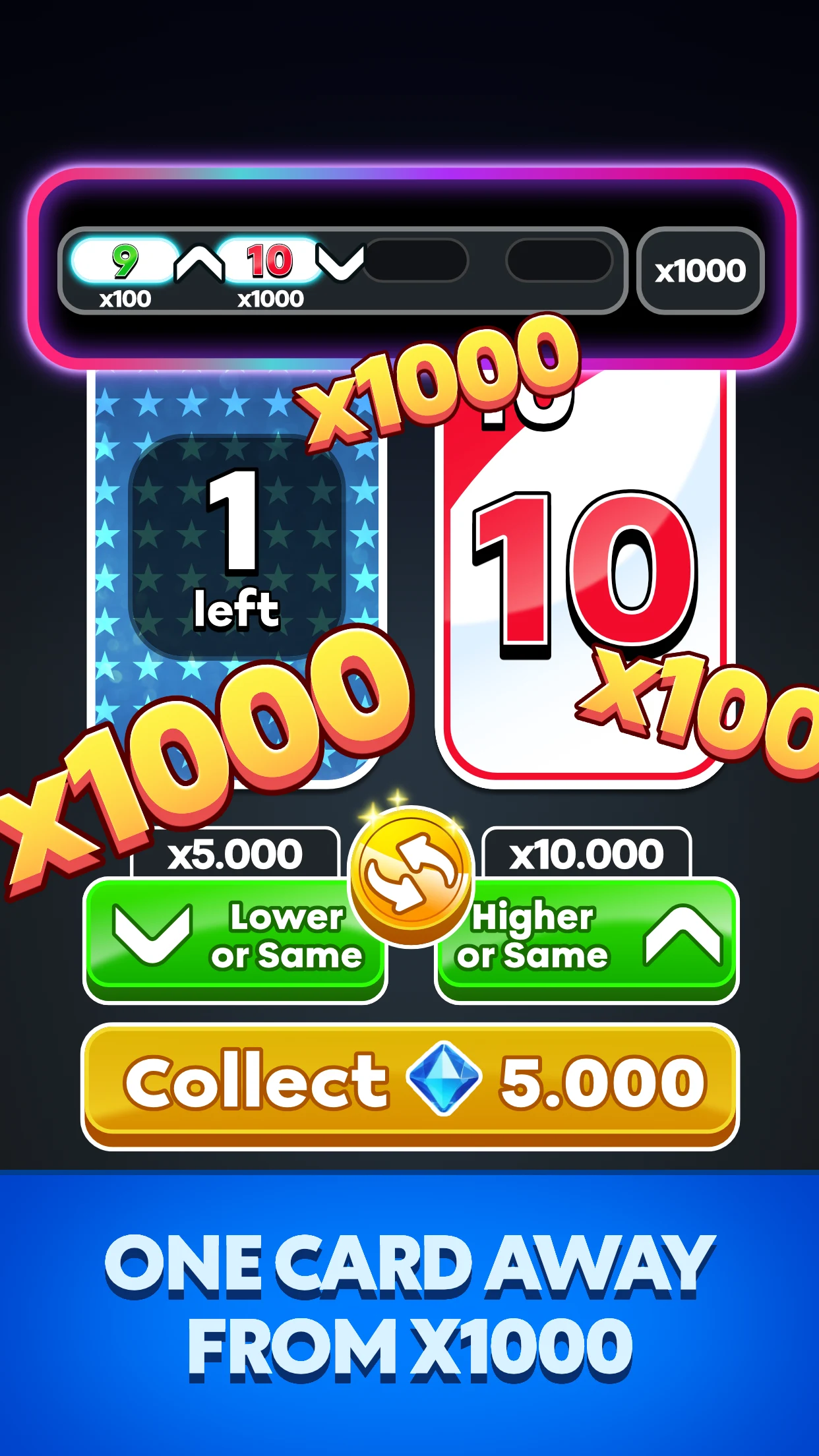 Hilo : Hi Lo Card Game screenshot